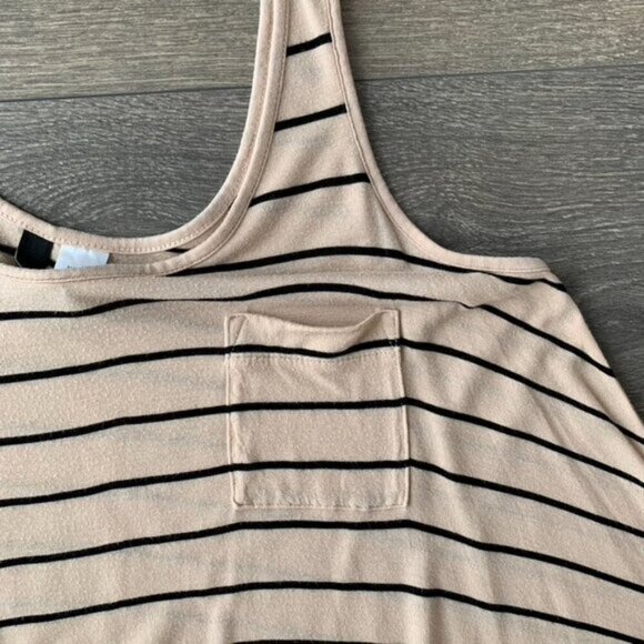 H&M Women's Tank Top Stripes Cropped Sleeveless Taupe Neutral Casual Flowy 4 - Picture 9 of 14